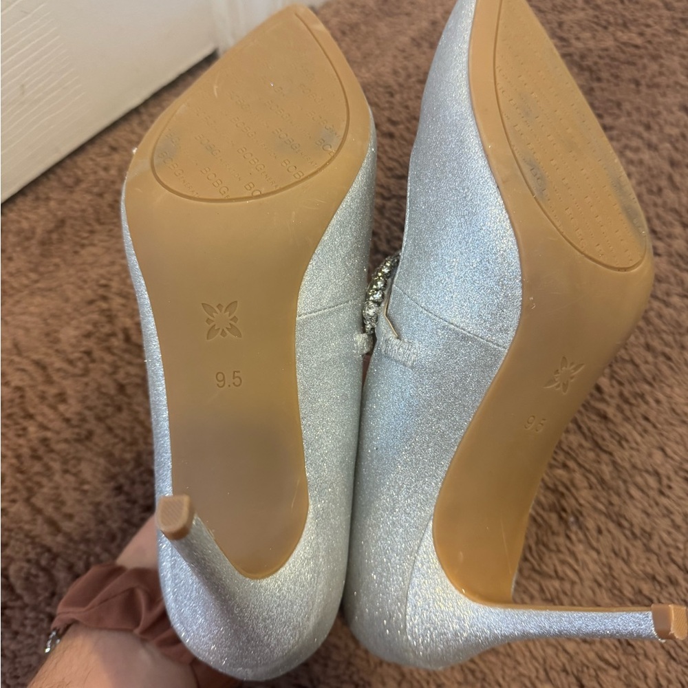BCBGMaxazria Branda Stiletto Pump Silver Rhinestones Heels Glitter 8 9.5 NEW - Picture 6 of 8